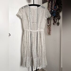 Vintage Handmade 40s or 50's Sheer Dress with Green Circle Print